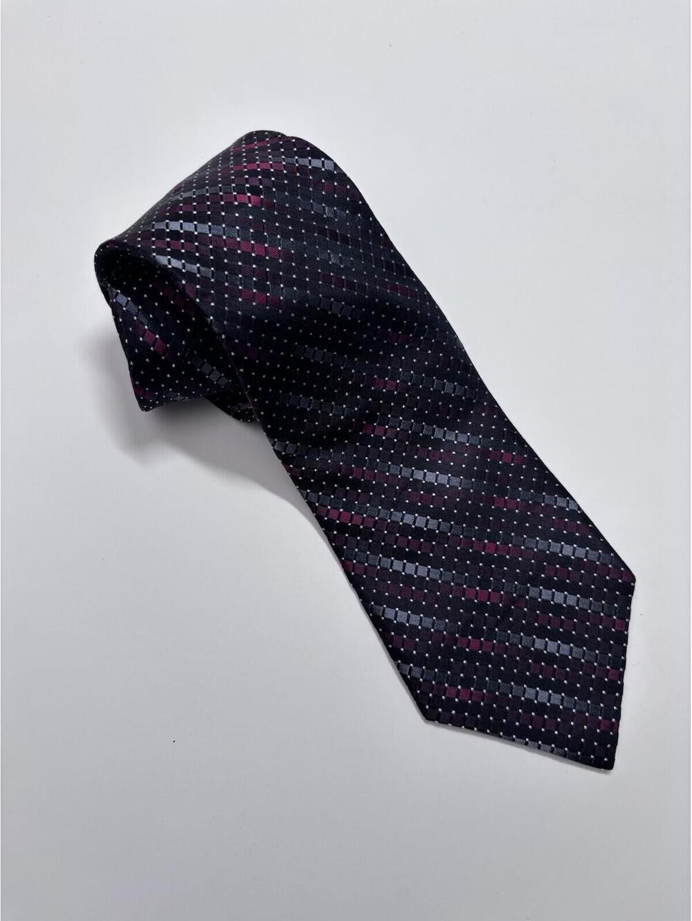 Pronto Uomo Men's 100% Silk Tie Black‎ & Red Diagonal